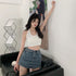 A-line Skirt High Waist Bag Hip Drawstring Denim Skirt - ROUTINE FASHION